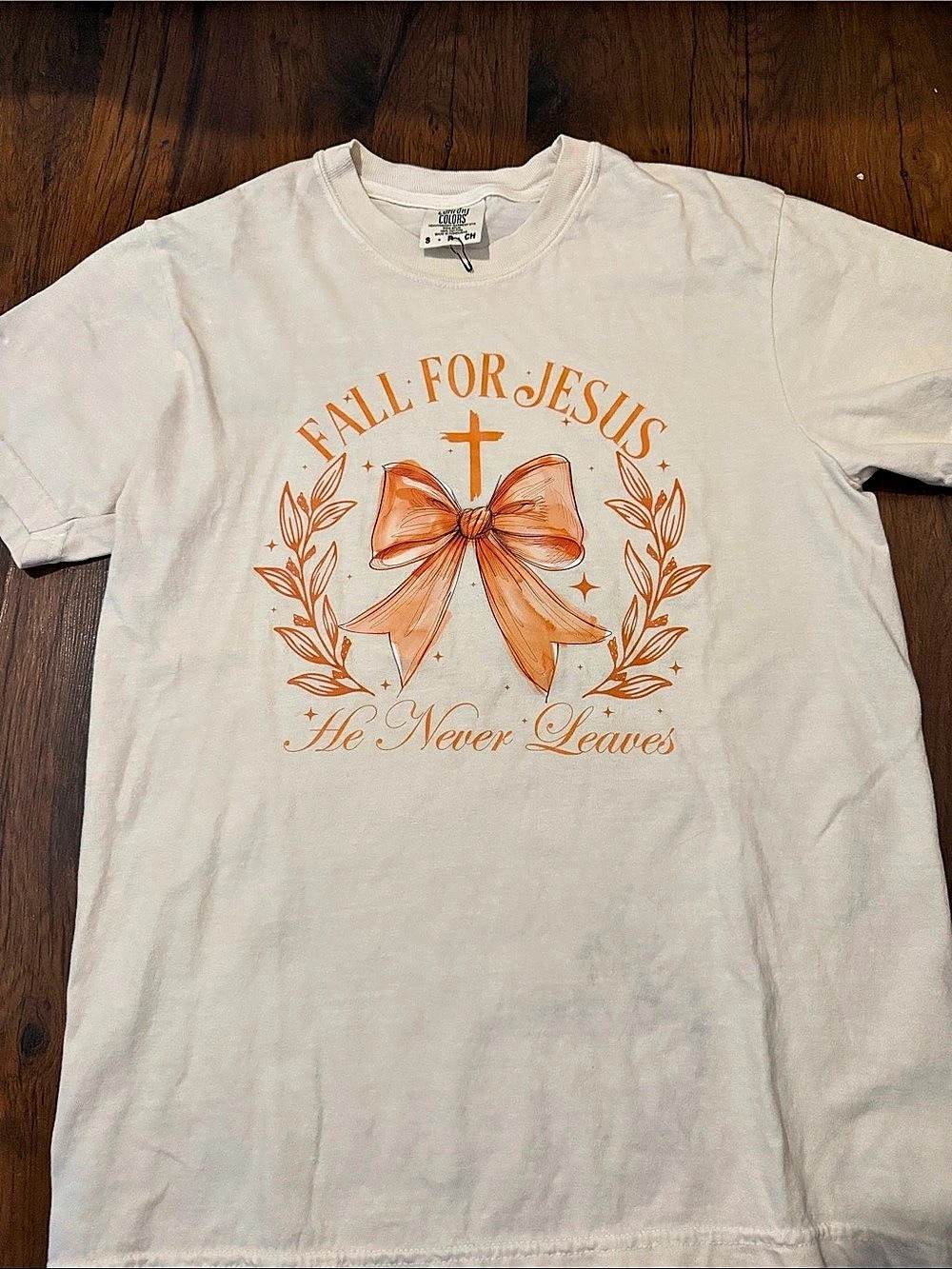 Comfort Colors Fall For Jesus Graphic Tee Cream & Orange Small